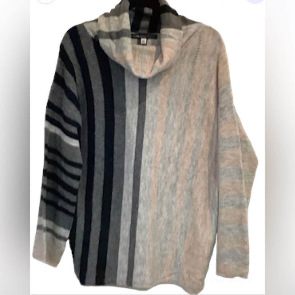 Clotheshead Women’s Striped Tunic Multi-Tone Cowl Neck L/S Sweater Sz L/XL NEW